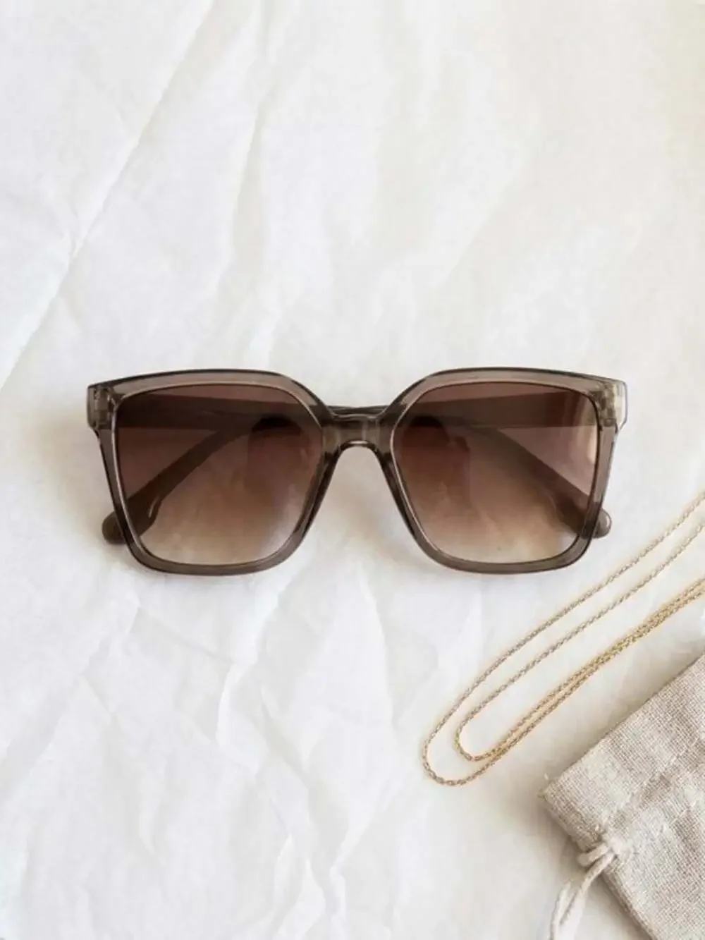 Unisex Brown Gradient Square Sunglasses for Men